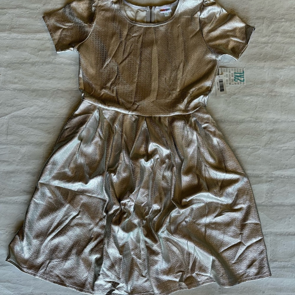 ✨NWT✨ LuLaRoe Amelia Metallic Silver size 2XL